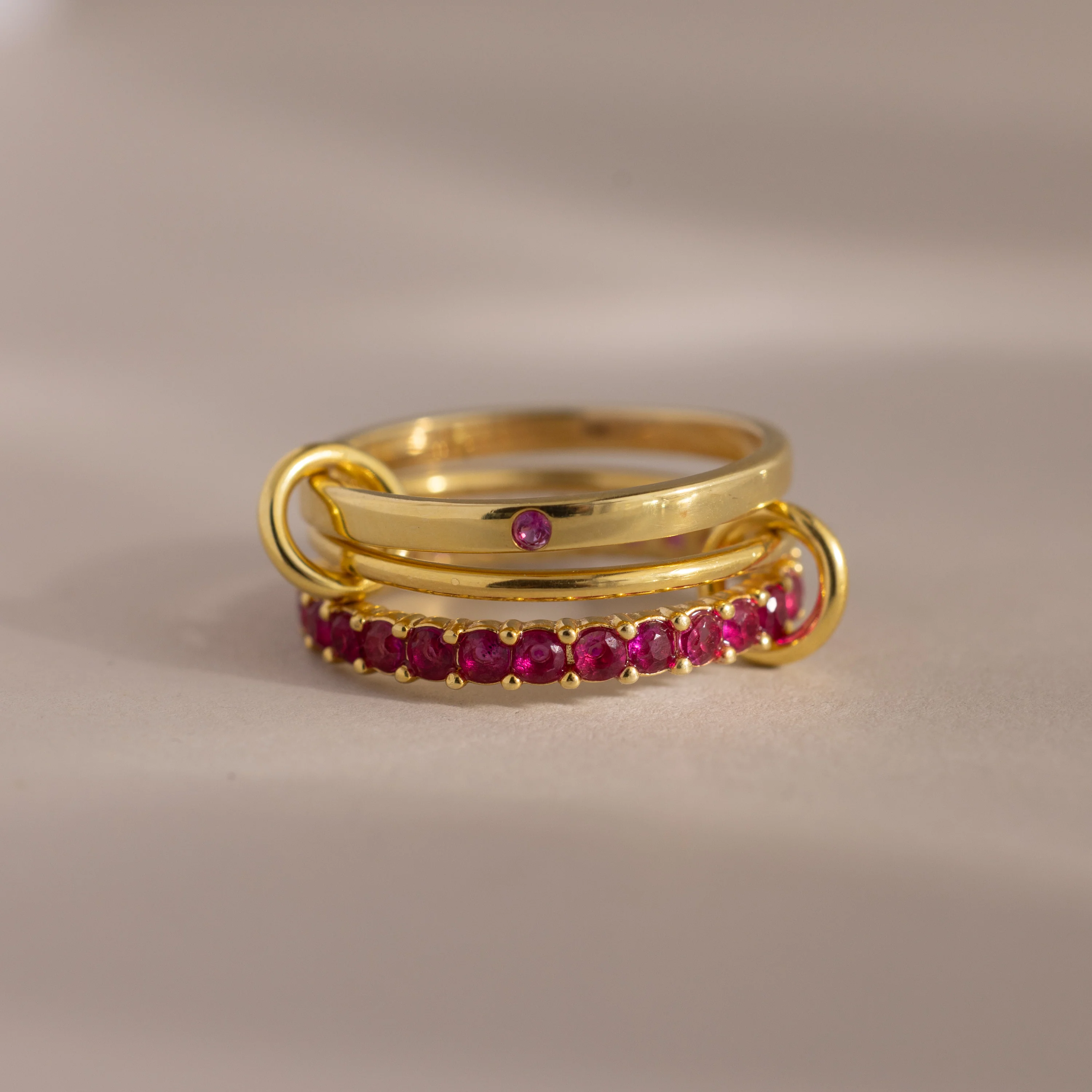 Triple Linked Birthstone Ring Set - Image 11