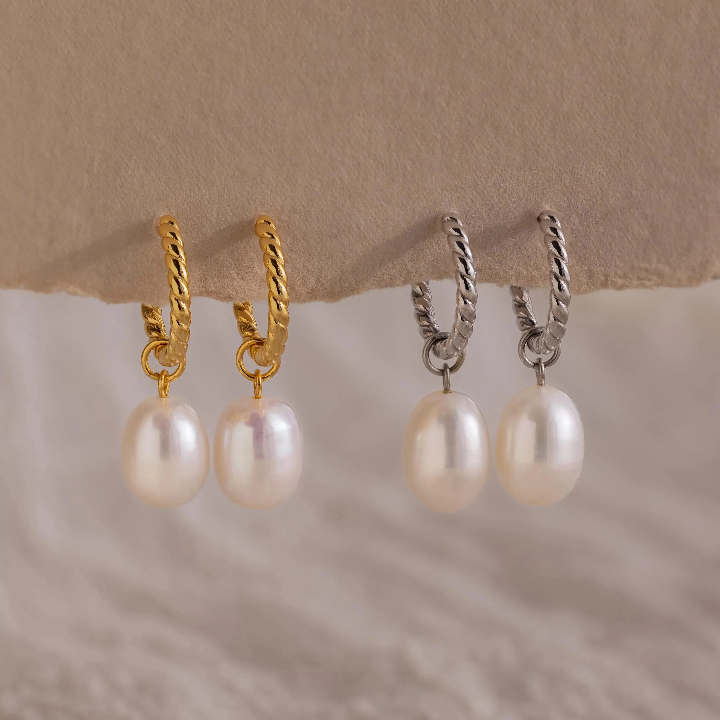 Twisted Pearl Hoops - Image 5