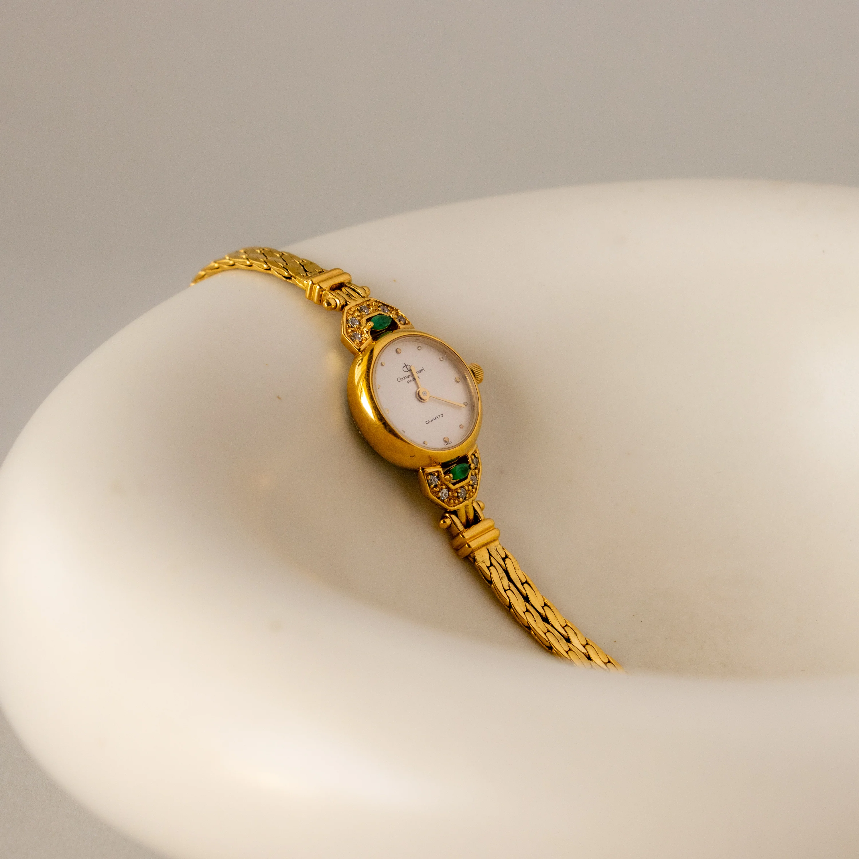 Vintage Christian Bernard Emerald Rope Gold Watch - Image 2