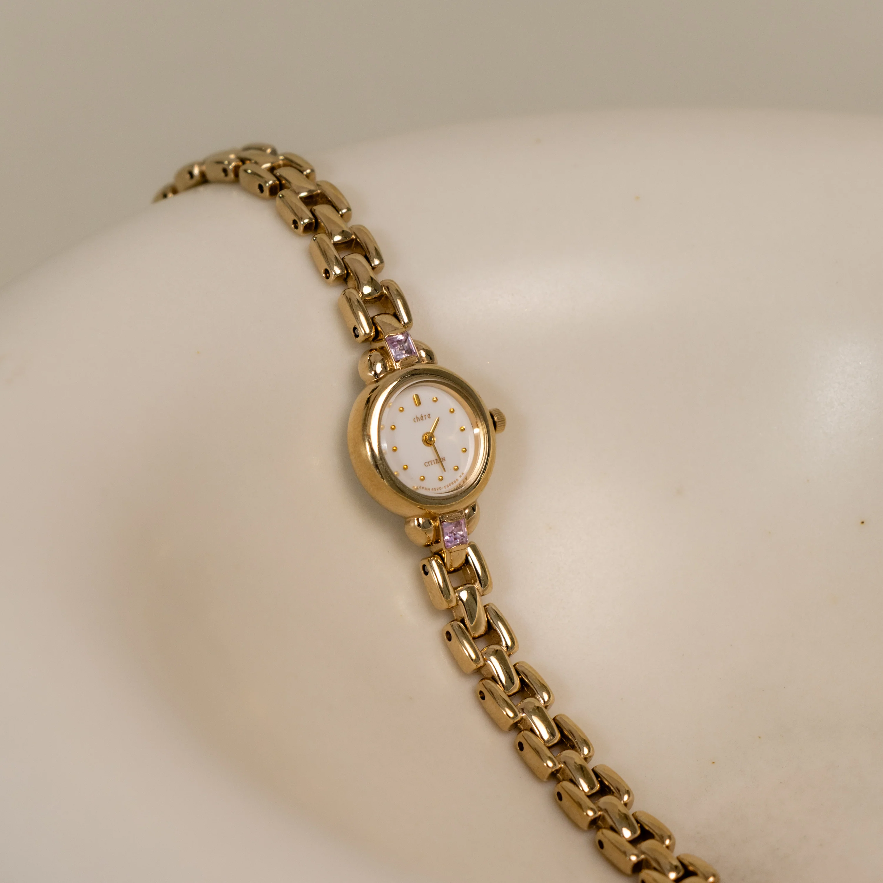 Vintage Elegance Aquamarine Round Gold Watch - Image 2