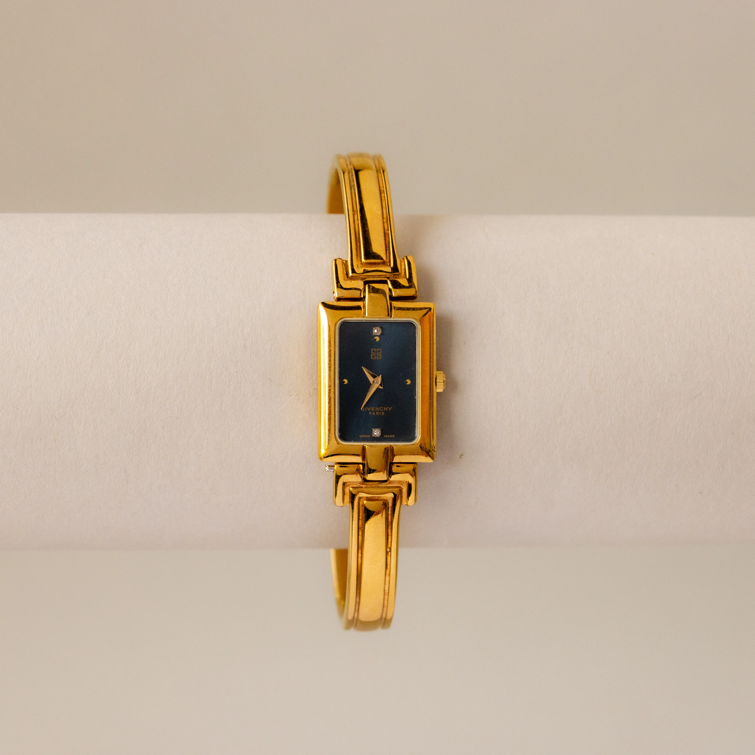 Vintage Givenchy Ocean Rectangular Cuff Gold Watch - Image 2