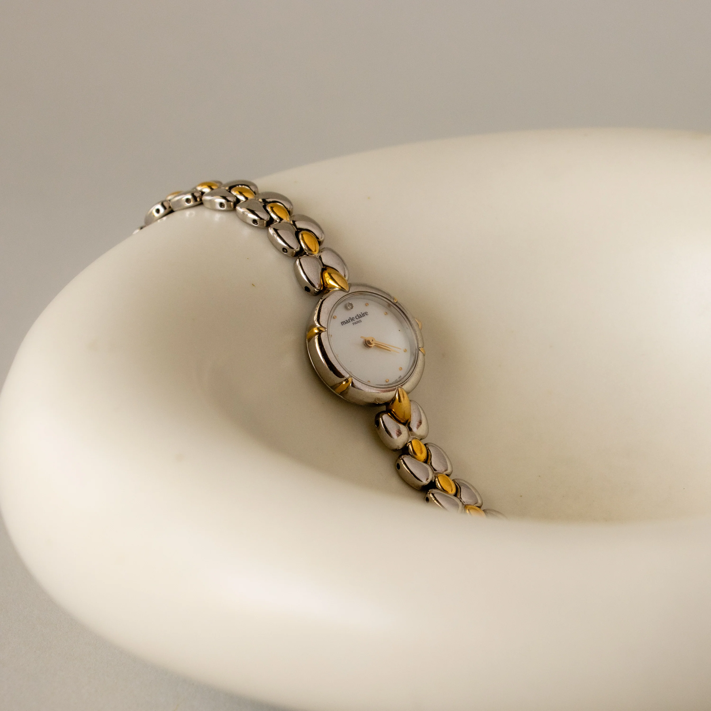 Vintage Marie Claire Beaded Two Tone Watch - Image 2
