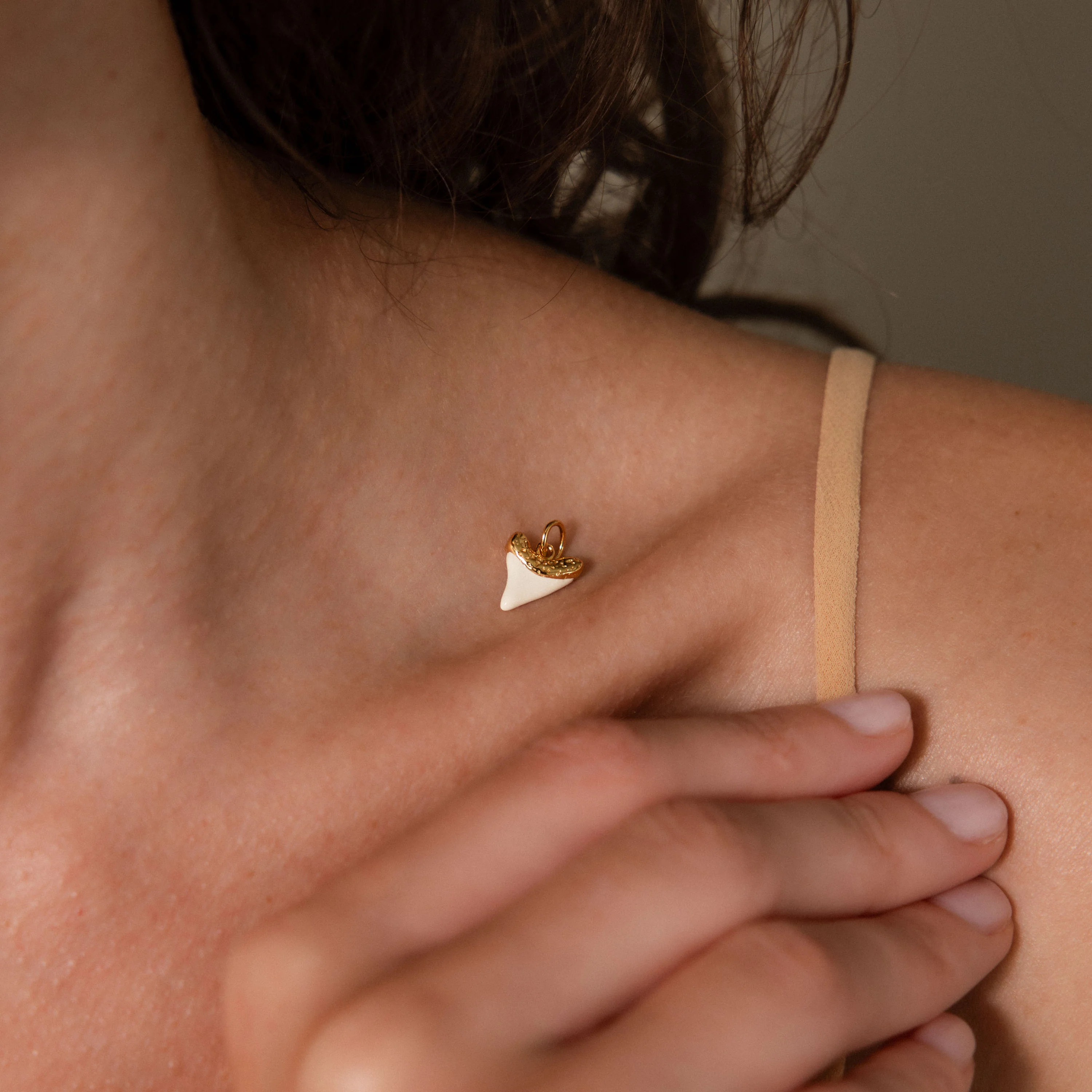 White Shark Tooth Charm in 18K Gold - Image 4